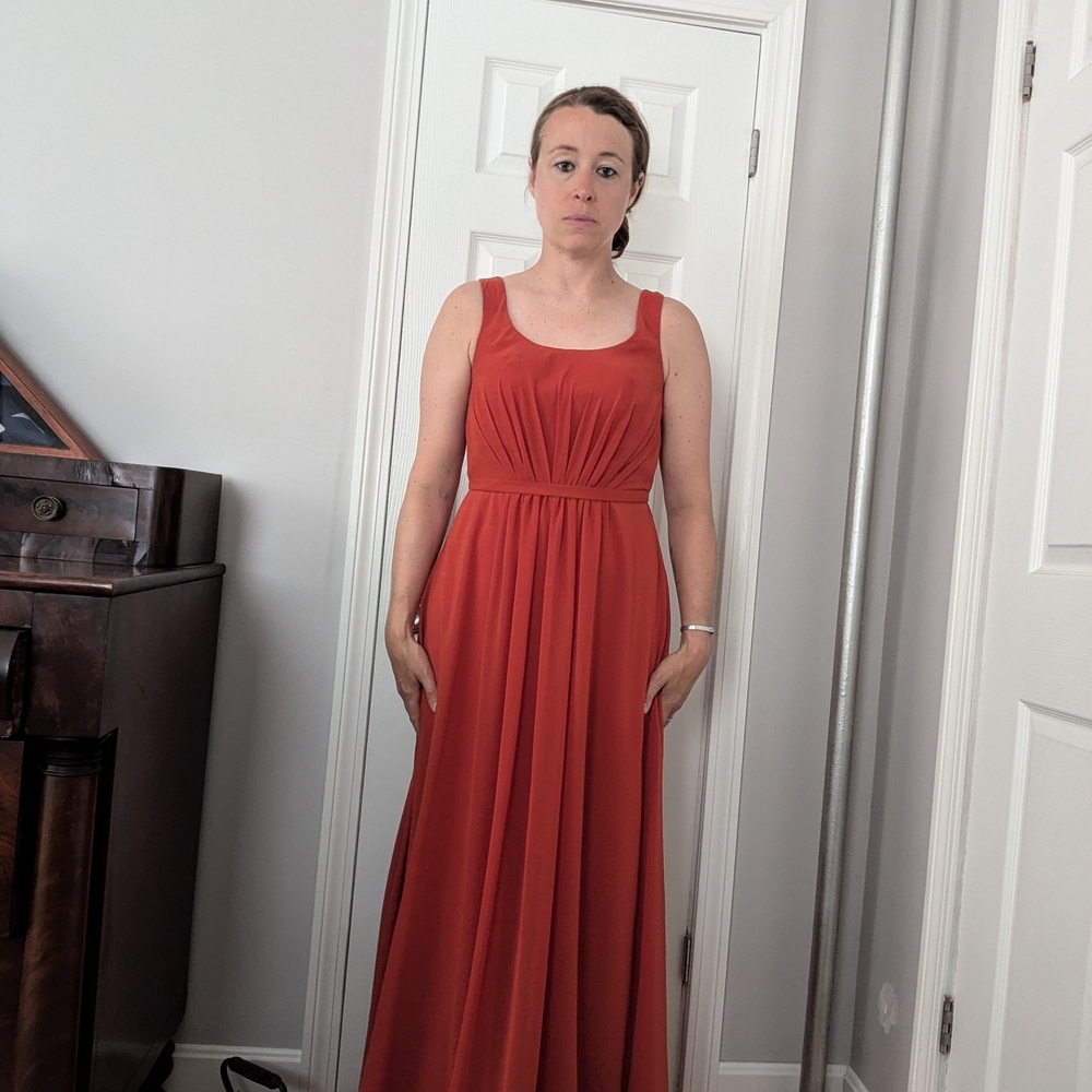 Azazie Deep Orange Elegant Gown for Wedding Guest